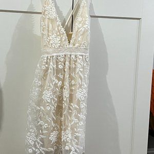 White Lace Embroidered Dress